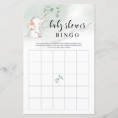 Cute elephant greenery baby shower bingo game (Voorkant)