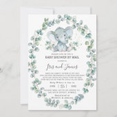 Cute Elephant Greenery Baby shower by Mail Boy Kaart (Voorkant)