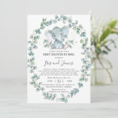 Cute Elephant Greenery Baby shower by Mail Boy Kaart (Staand voorkant)