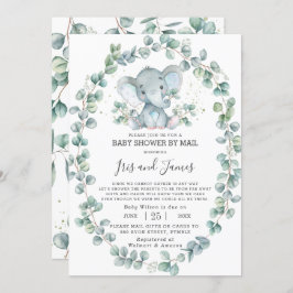 Cute Elephant Greenery Baby shower by Mail Boy Kaart