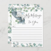 Cute Elephant Greenery Baby shower Message Sheet (Voorkant / Achterkant)