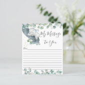 Cute Elephant Greenery Baby shower Message Sheet (Staand voorkant)