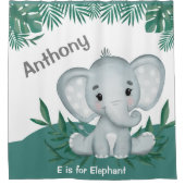 Cute Elephant Greenery Name Douchegordijn (Voorkant)