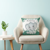 Cute Elephant Greenery Name Kinder Kussen (Stoel)
