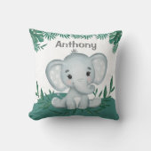 Cute Elephant Greenery Name Kinder Kussen (Voorkant)