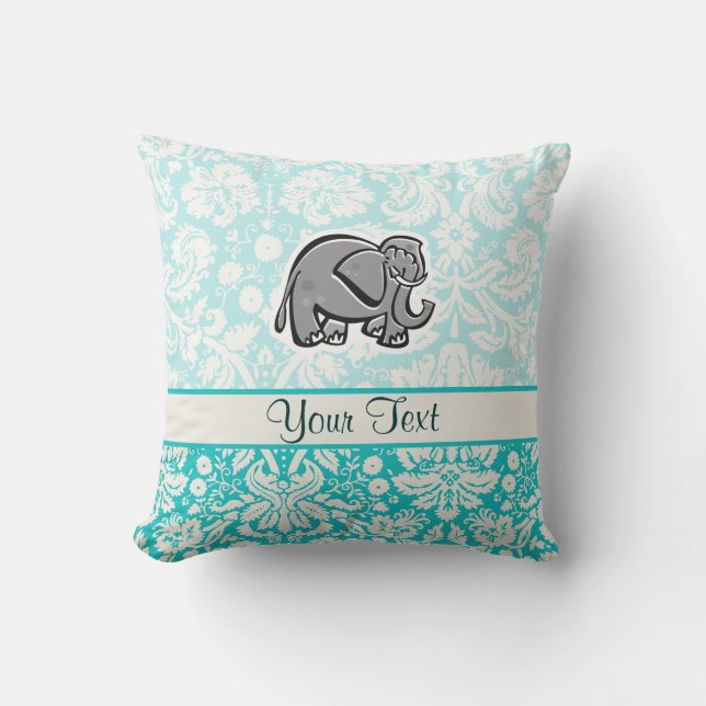 Cute Elephant groenblauw Kussen (Voorkant)