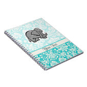 Cute Elephant groenblauw Notitieboek (Rechterzijde)