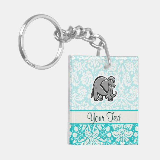 Cute Elephant groenblauw Sleutelhanger (Voorkant Links)
