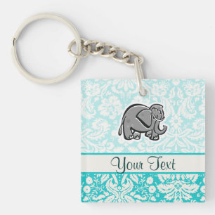 Cute Elephant groenblauw Sleutelhanger