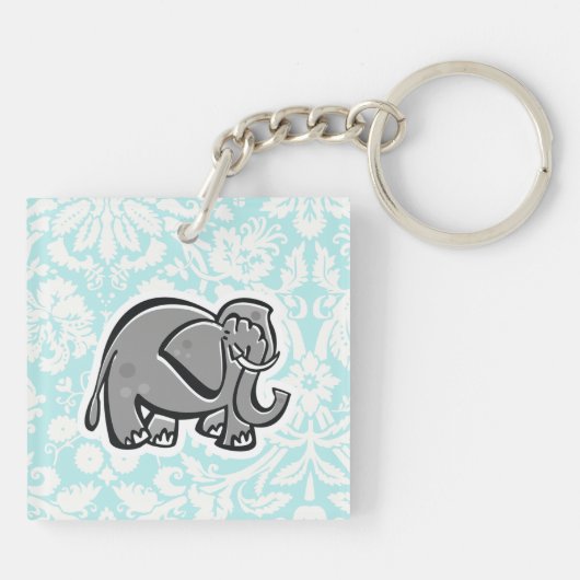 Cute Elephant groenblauw Sleutelhanger (Achterkant)