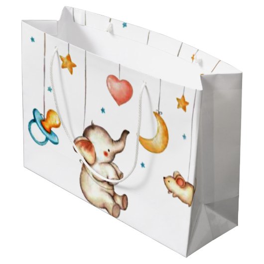 Cute Elephant Groot Cadeauzakje (Achterkant Gekanteld)