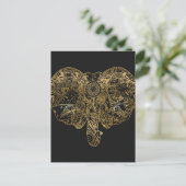 Cute Elephant hand getrokken Henna floral Briefkaart (Staand voorkant)