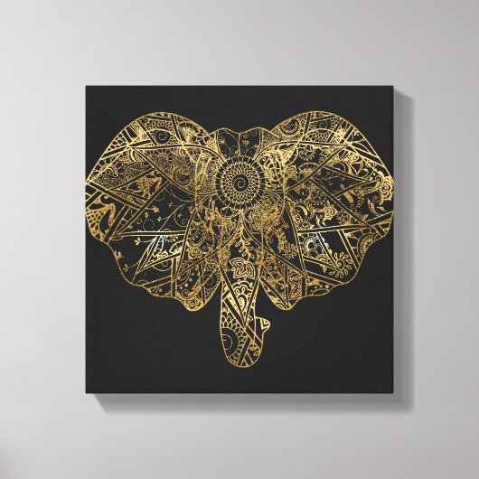 Cute Elephant hand getrokken Henna floral Canvas Afdruk (Voorkant)