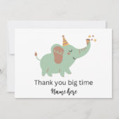 Cute Elephant Hartelijk dank, Baby shower Bedankt Aankondiging (Voorkant)