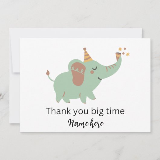 Cute Elephant Hartelijk dank, Baby shower Bedankt Aankondiging (Voorkant)