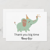 Cute Elephant Hartelijk dank, Baby shower Bedankt Aankondiging (Voorkant / Achterkant)