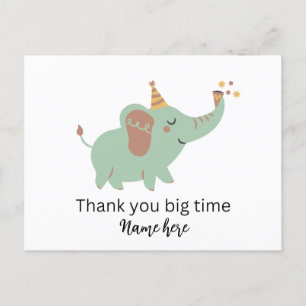 Cute Elephant Hartelijk dank, Baby shower Bedankt Feestdagenkaart