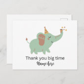 Cute Elephant Hartelijk dank, Baby shower Bedankt Feestdagenkaart (Voorkant / Achterkant)