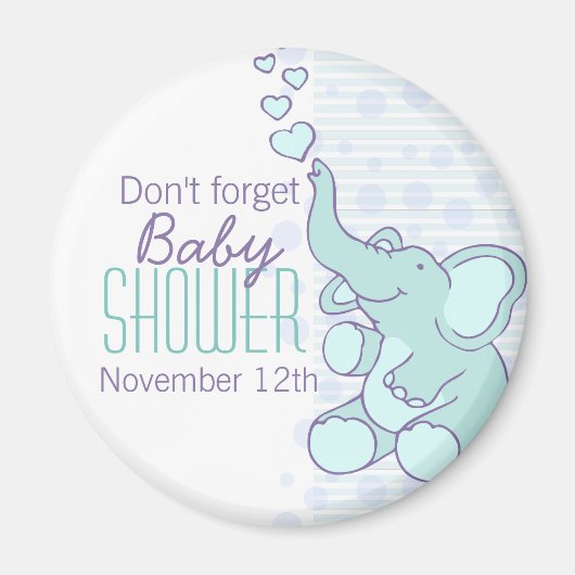 Cute Elephant harten baby shower magnet (Voorkant)