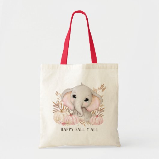 Cute Elephant Herfst Canvas tas (Voorkant)