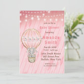 Cute Elephant Hot Air Ballon Baby shower Invitat Kaart (Staand voorkant)
