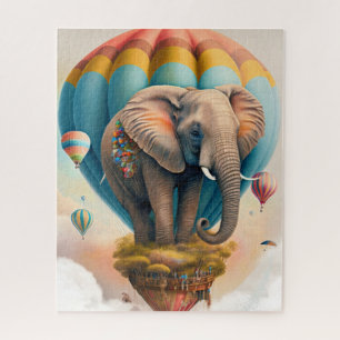 Cute Elephant Hot Air Ballon Whimsical Animal Legpuzzel