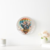 Cute Elephant Hot Air Ballon Whimsical Animal Ronde Klok (Huis)