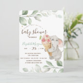 Cute Elephant Ice crème Watermeloen Baby shower Kaart (Staand voorkant)