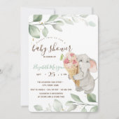 Cute Elephant Ice crème Watermeloen Baby shower Kaart (Voorkant)