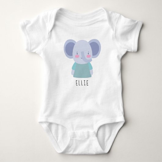 Cute Elephant Illustratie -  naam Romper (Voorkant)