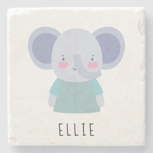 Cute Elephant Illustratie -  Stenen Onderzetter (Voorkant)