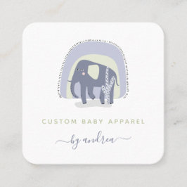 Cute Elephant Illustration Baby Baby Boutique Vierkante Visitekaartje