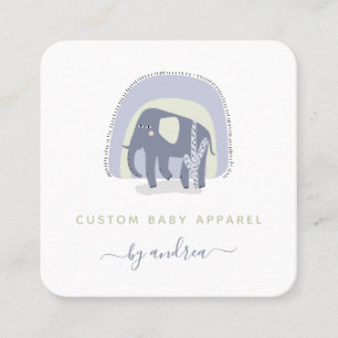 Cute Elephant Illustration Baby Baby Boutique Vierkante Visitekaartje
