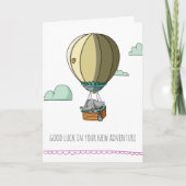 Cute Elephant in Hot Balloon Good Luck Farewell Kaart (Voorkant)