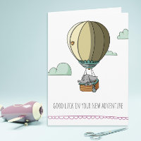 Cute Elephant in Hot Balloon Good Luck Farewell