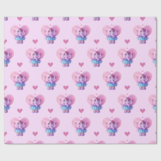 Cute Elephant in Love Cadeaupapier (Vlak)