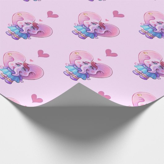 Cute Elephant in Love Cadeaupapier (Hoek)