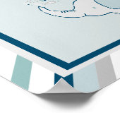 Cute Elephant in Navy & Mint Baby shower Welcome Poster (Hoek)
