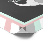 Cute Elephant in roze & Mint Baby shower Welcome Poster (Hoek)