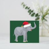 Cute Elephant in Santa Hat Green Kerstmis Feestdagenkaart (Staand voorkant)