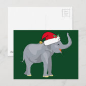 Cute Elephant in Santa Hat Green Kerstmis Feestdagenkaart (Voorkant / Achterkant)