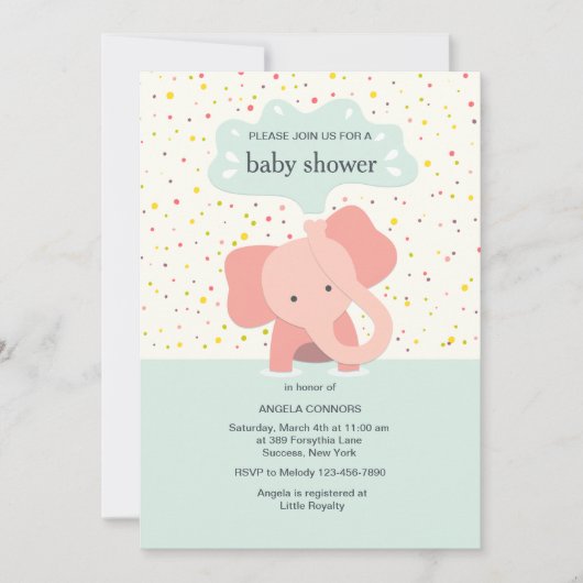 Cute Elephant Invitation Kaart (Voorkant)