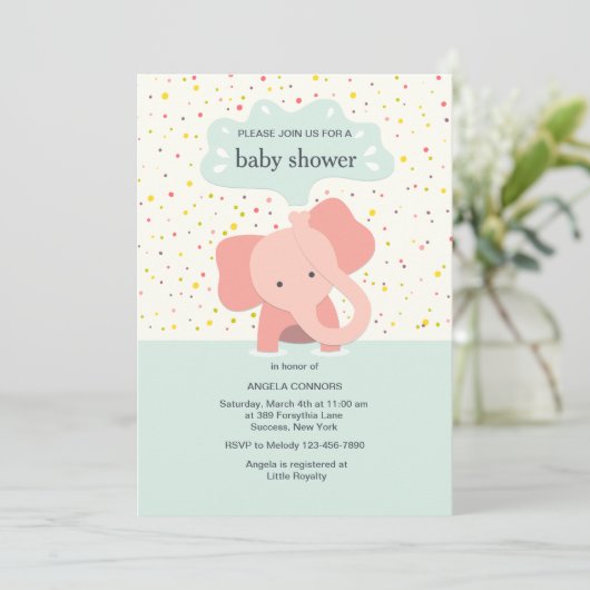 Cute Elephant Invitation Kaart (Staand voorkant)