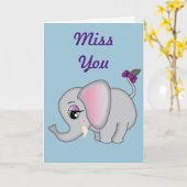 Cute Elephant Kaart (Gele Bloem)