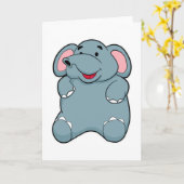 Cute Elephant Kaart (Gele Bloem)