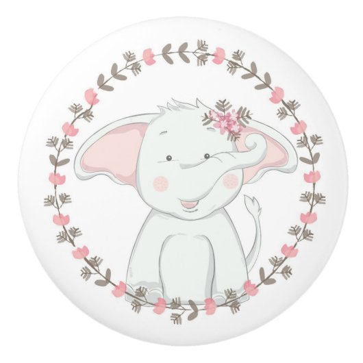 Cute Elephant Keramische Knop (Voorkant)