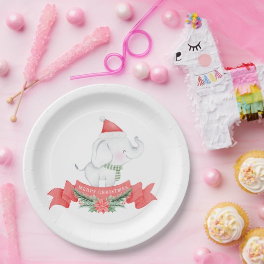 Cute Elephant | Kerstmis Papieren Bordje (Feest)