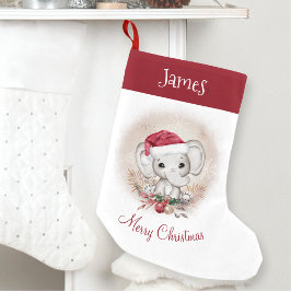 Cute Elephant Kerstmis Stocking Name Kleine Kerstsok