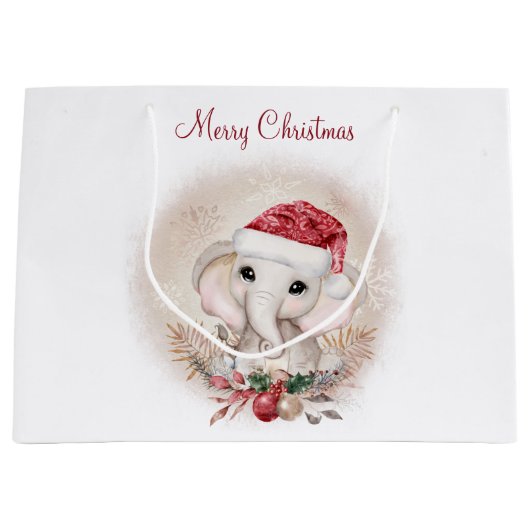 Cute Elephant-kersttas met groot cadeau Cadeauzakje (Voorkant)