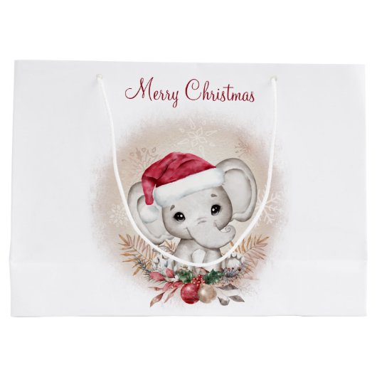 Cute Elephant-kersttas met groot cadeau Groot Cadeauzakje (Achterkant)